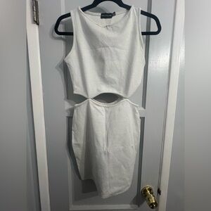 PrettyLittleThing Silver Cut-Out Dress